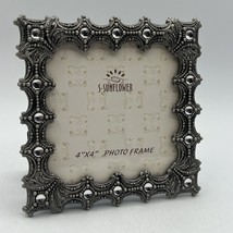 S-Sunflower Silver Pewter Metal Gemstone Photo Frame 4x4&quot; Ornate - $17.75