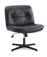 Elegant Adjustable Armless PU Leather Office Chair with 360° Swivel and ... - $109.99