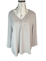 Daniel Rainn Tunic Tan Beaded Neckline Sheer Business Lagenlook Minimalist - £15.27 GBP