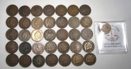 Vintage Indian Cent Collection 36 Different Dates 1859-1909 AN728 - £96.91 GBP