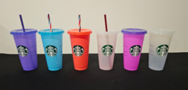 Starbucks Reusable Color Changing Cold Cup - 24oz - Lot of 6 - £38.09 GBP