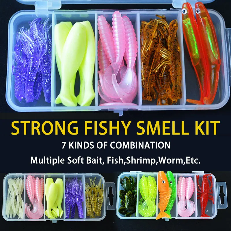 Sporting  Artificial Soft Fishing Lure Shad Silicone Worm Bait Set Easy Shiner L - £18.48 GBP