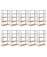vidaXL 5-Layer Heavy-duty Shelves 10 pcs Silver Steel&amp;Engineered Wood - $34,018.21 MXN