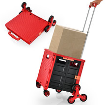 Foldable Utility Cart Telescoping Handle Trolley Travel Shopping Red - $73.99