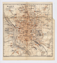 1898 Original Antique Map Of Madrid / Spain - £18.04 GBP