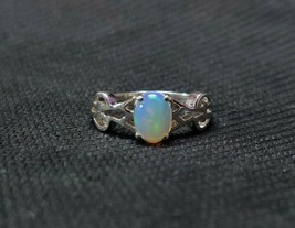 Ethiopian Opal Ring Natural Opal Band Silver Sterling Silver - $41.27