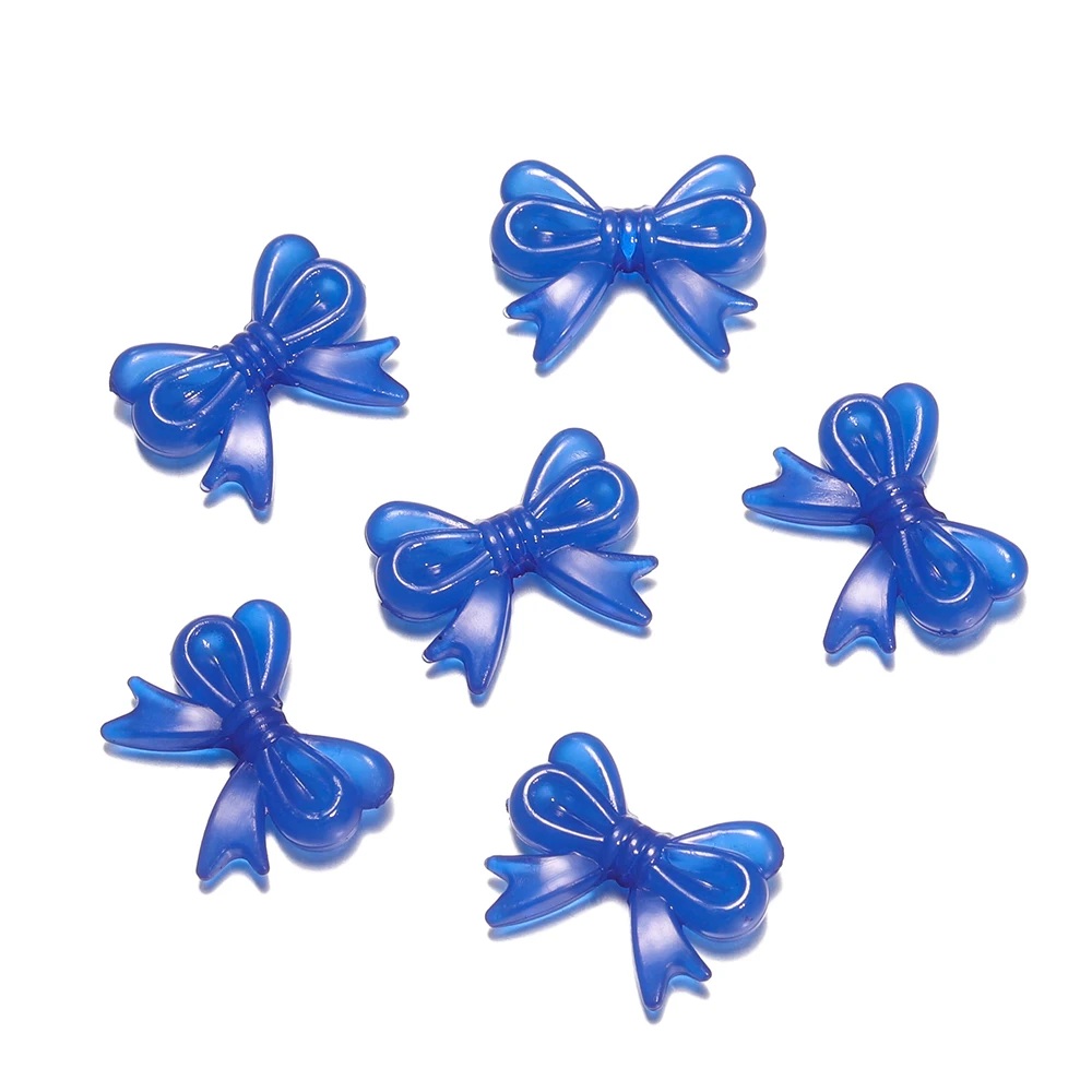 30Pcs/Lot 14x18mm Bowknot Transparent Bow Spacer Beads Earrings -Dark blue - $1.72