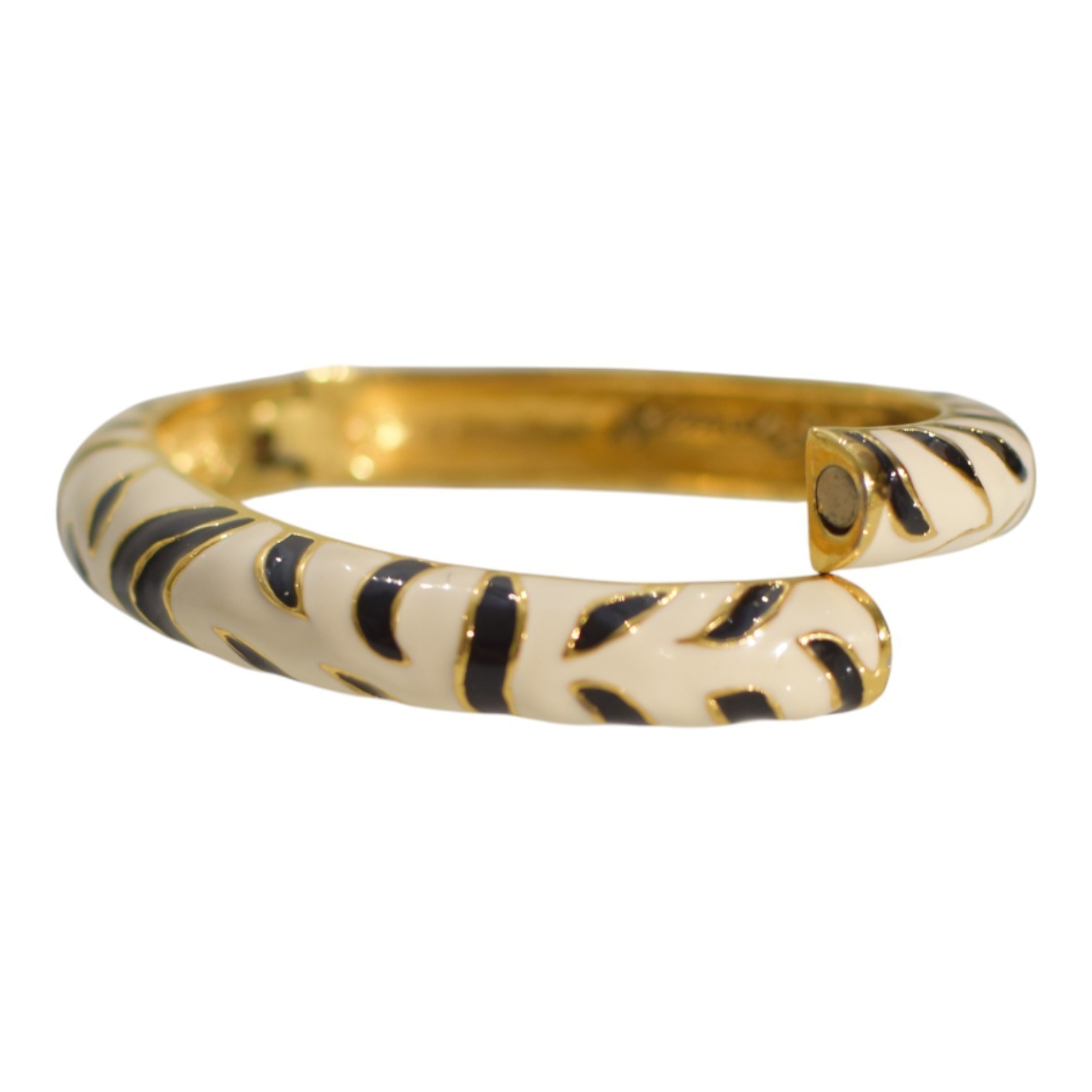 KENNETH JAY LANE Enamel Cuff Bracelet in zebra print black and white Item image 5