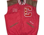 Chicago Playground The Varsity Collection Red/Brown Leather Letterman Ve... - £111.47 GBP