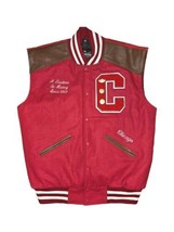 Chicago Playground The Varsity Collection Red/Brown Leather Letterman Ve... - $142.50