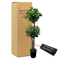 4&#39; Lifelike Bay Olive Topiary Tree In Durable Plastic Pot - $123.95