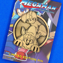 Mega Man &amp; Rush The Dog Limited Edition Emblem Antique Gold Enamel Pin Figure - £14.33 GBP