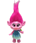 Hasbro Trolls POPPY Doll Talking Light Up Hair Bracelet Pink Hair Blue Dress Toy - $14.39