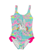 new Girl&#39;s UNICORN Swimsuit sz L (12-14years) padded swimming suit Rainb... - $278.91 MXN