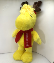 2015 Christmas PEANUTS 20&quot; Woodstock Reindeer Antlers Plush Porch Greete... - £36.31 GBP