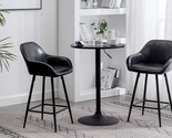 Black Faux Leather Accent Dining Bar Chairs, Set Of 2, 25-Inch Bucket Sh... - $161.97