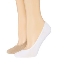 Women&#39;s Soft &amp; Elastic No Show White Beige One Size Low Cut Socks 2 Pack - £6.35 GBP