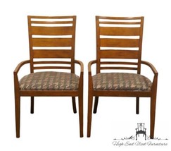 Set of 2 THOMASVILLE Modern Theory Collection Retro Walnut Dining Arm Chairs ... - $1,092.49