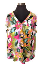 Rachel Roy Hawaiian Tropical Top Women&#39;s Size 3X Multicolor Island Casual Floral - £14.50 GBP