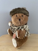 Brown Beaver Plush Stuffed Animal Daniel Boone Hat Clothing Fancy Zoo 16&quot; - £21.26 GBP
