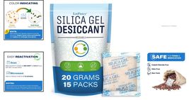 15 Packs of 20g Non-Toxic Silica Gel Desiccant – Ultimate Moisture Prote... - $19.75