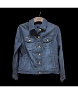 10 QVC A278083 NWT Issac Mizrahi Live Blue Pinstripe Denim Jacket Button... - $33.54 CAD