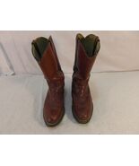 Men&#39;s Acme Light Brown Leather 10 D Work Cowboy Style Boots Scuffing 33113 - $45.61
