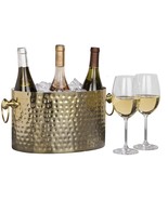 Wine or Champagne 3-Bottle Chiller, Bucket, Gold - Hammered - HandCrafte... - $137.68 CAD