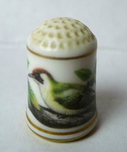 Picus Viridus Green Woodpecker Franklin Porcelain Thimble 1979 Bone Chin... - $13.37