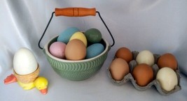 Tender Heart Treasures Egg Basket Bowl + Egg Carton + Duck Figurine Egg Holder - £21.66 GBP