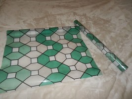2 NEW Green &amp; White Stained Glass Look PRIVACY WINDOW FILM 17.7&quot; X 118&quot; ... - $24.70