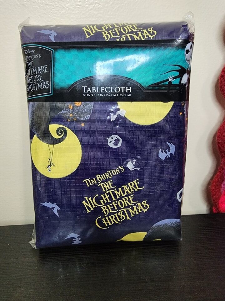 NEW Tim Burton The Nightmare Before Christmas Tablecloth 60x102 Purple J... - $5.00
