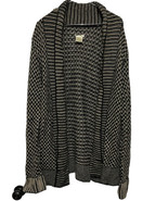 Matty M Women&#39;s Acrylic Crochet Open Front Cardigan Beige &amp; Black Sweate... - £10.90 GBP