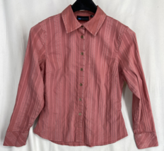 Relativity Women&#39;s Size Small Stripped Button Pink Shirt Top Long Sleeve... - £8.95 GBP
