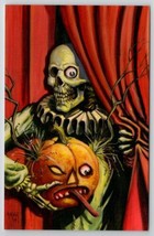 Halloween Matthew Kirscht Curtains Creepy Skeleton Wicked JOL Linen Postcard MK - £29.27 GBP