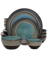 Gibson Elite Café Versailles 16 Piece Double Bowl Dinnerware Set - Blue - €134,33 EUR