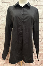 Time and True Women Button Down Shirt Size XL (16-18) Stretch Black Long Sleeve - £20.78 GBP