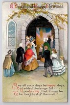 Ellen Clapsaddle Folks Enter Church For Christmas Service Ser 1019 Postcard F34 - $9.95