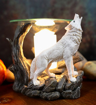Ebros White Wolf Howling Electric Oil Burner Tart Warmer Statue Night Light - £30.57 GBP