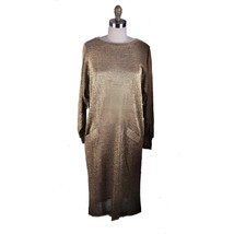 NWT 1980s Ned Gould Gold Metallic Knit Sack Dress Disco Glam Studio 54 M/L - $188.05