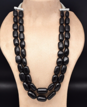 Natürliche schwarze Jade Perlen lang 2 L 1420 Kt groß 27 mm Edelstein Mo... - $6,141.11 MXN