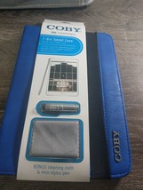 NEW COBY 7-8&quot; TABLET CASE. Includes stylus &amp; cloth. Rotate Easel, Blue - £9.29 GBP