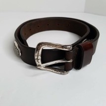 LSU Belt Womens Leather Size Small Silver Tone Buckle 1&quot; Wide Raised Med... - $8.79