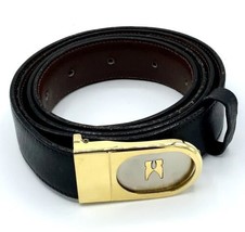 Mens Leather Belt 40/100 Reversible Black/Brown Gold Tone Buckle Adjustable - $7.99