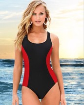 Summer women&#39;s sexy beach pants red and black color matching swimsuit - $27.80