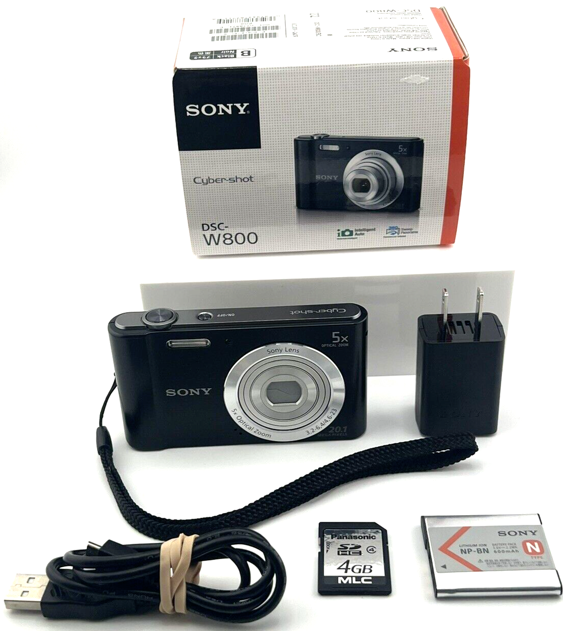 Sony Cyber-Shot DSC-W800 Digital Camera 20.1 MP 5x Zoom Black IOB  MINT - $196.04