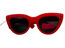 Betsey Johnson Cat&#39;s Eye Rhinestone Sunglasses Red - £38.92 GBP