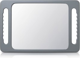Tasalon Unbreakable Hand Mirror With Double Handle- Large Handheld, Silver Gray - £26.26 GBP