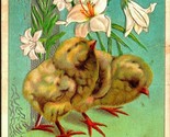 A Best Wishes For a Happy Easter Flowers Silver Foil Chicks 1912 DB Post... - $9.85