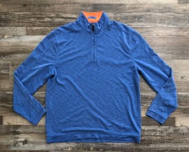 Johnston &amp; Murphy Mens Medium Blue 1/4 Zip Long Sleeve Sweater Pullover - $16.47
